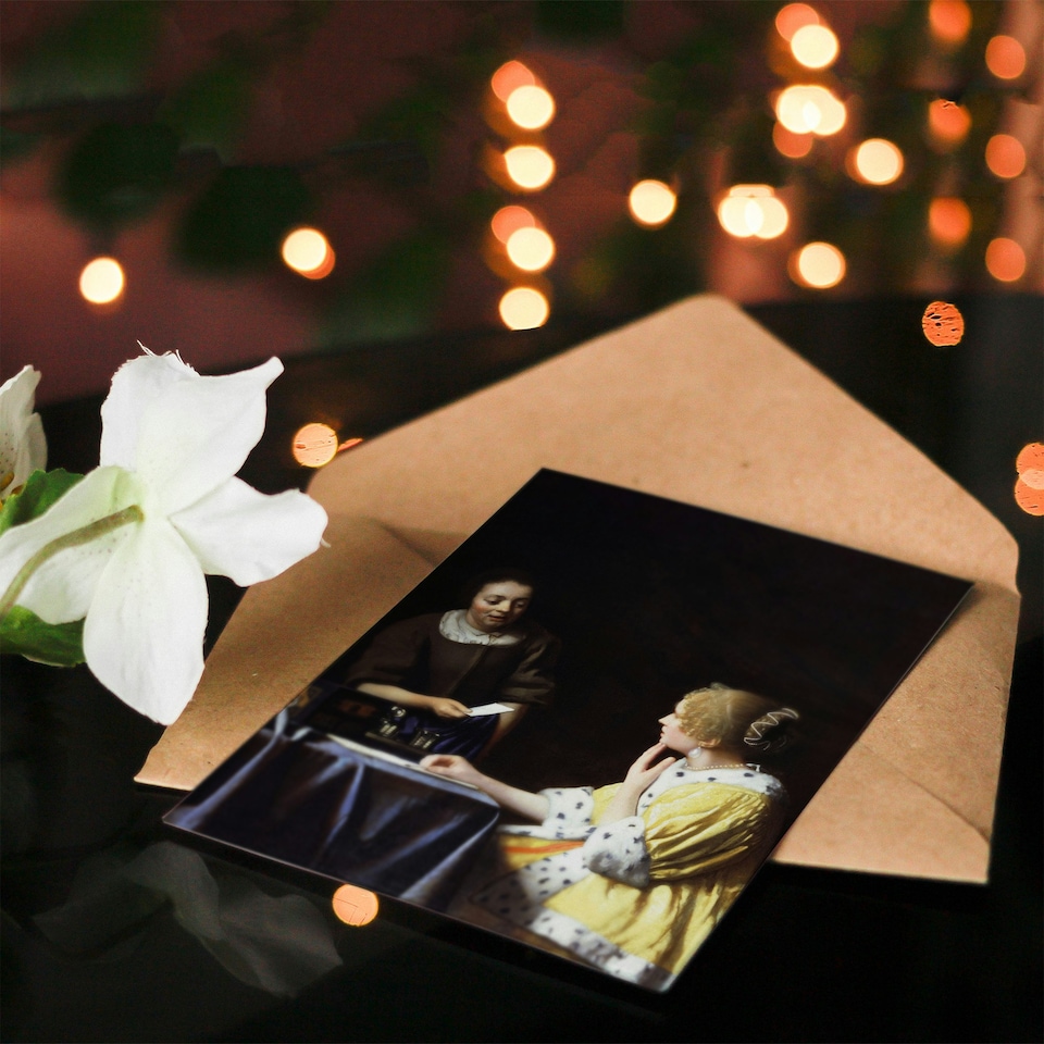 image 1 of Johannes Vermeer Art Card Mistress and Maid Portrait