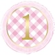 image 1 of Pink Gingham 1st Birthday Round Foil Balloon 18"
