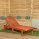 image 3 of 1.9m x 0.6m Outdoor Wooden Adjustable Foldable Sunlounger with Wheels | Brown | Brown