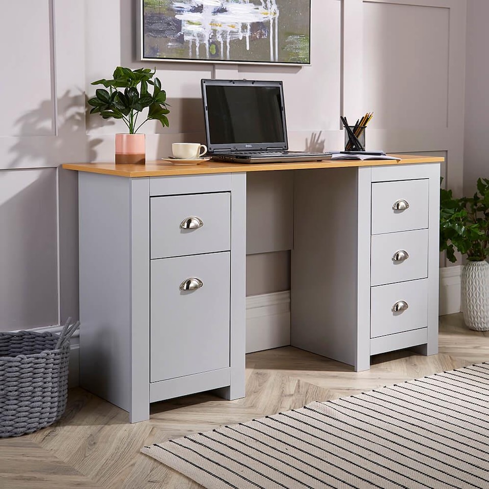 image 1 of Computer Desk Study Table Home Office Workstation Furniture | Grey