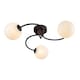 image 4 of Modern 3-Arm Matte Black Ceiling Light with Opal Swirl Glass Spherical Shades | Black
