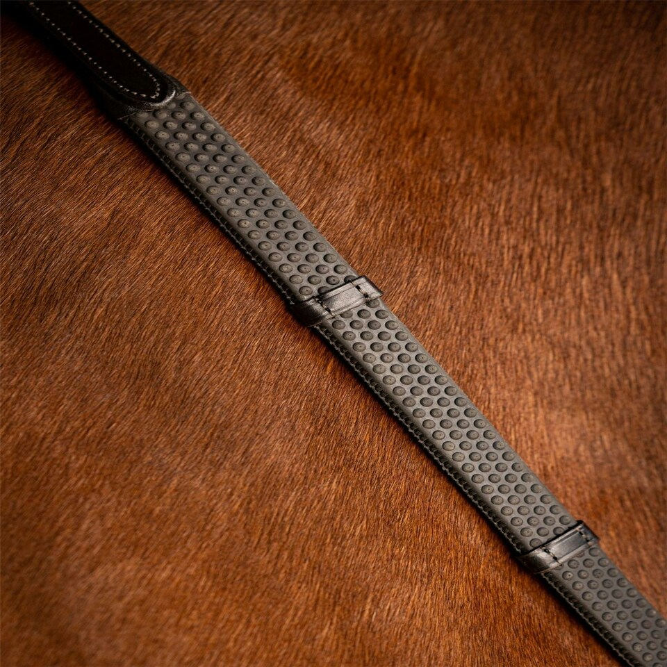 image 1 of LeMieux Soft Rubber Reins with Stoppers Black | Cob