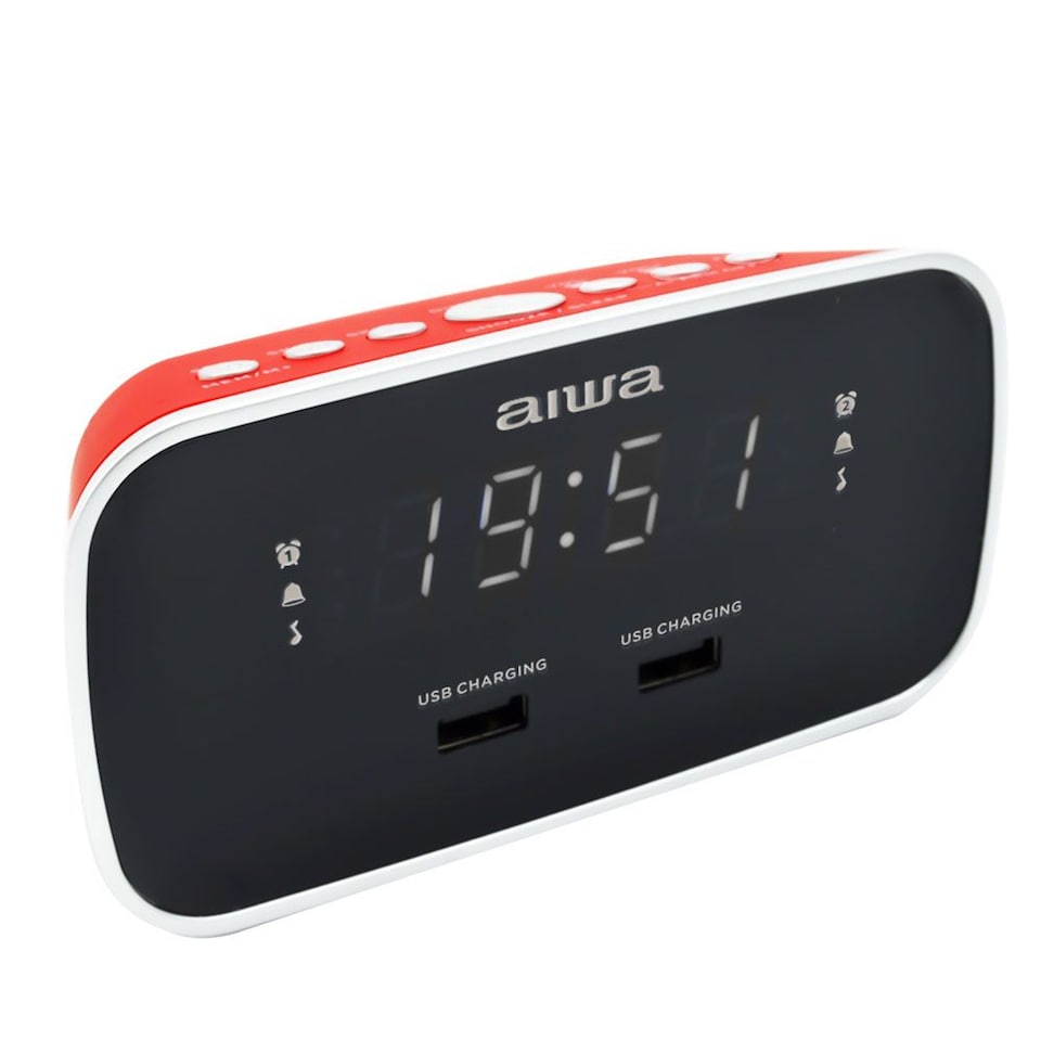 image 1 of Aiwa CRU-19 Radio Alarm Clock  in Red