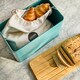 image 3 of Cooks Professional Diamond Pattern Bread Bin with Linen Bag & Bamboo Cutting Board Lid | Green | Teal | 1