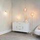 image 3 of ValueLights Frenchie Pink Tinted Glass Globe Gold Stem Table Lamp with LED Bulb