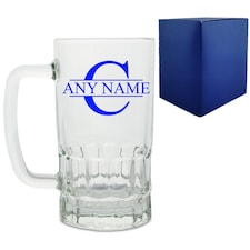 Personalised and Initial Design Glass Tankard Birthday Gift
