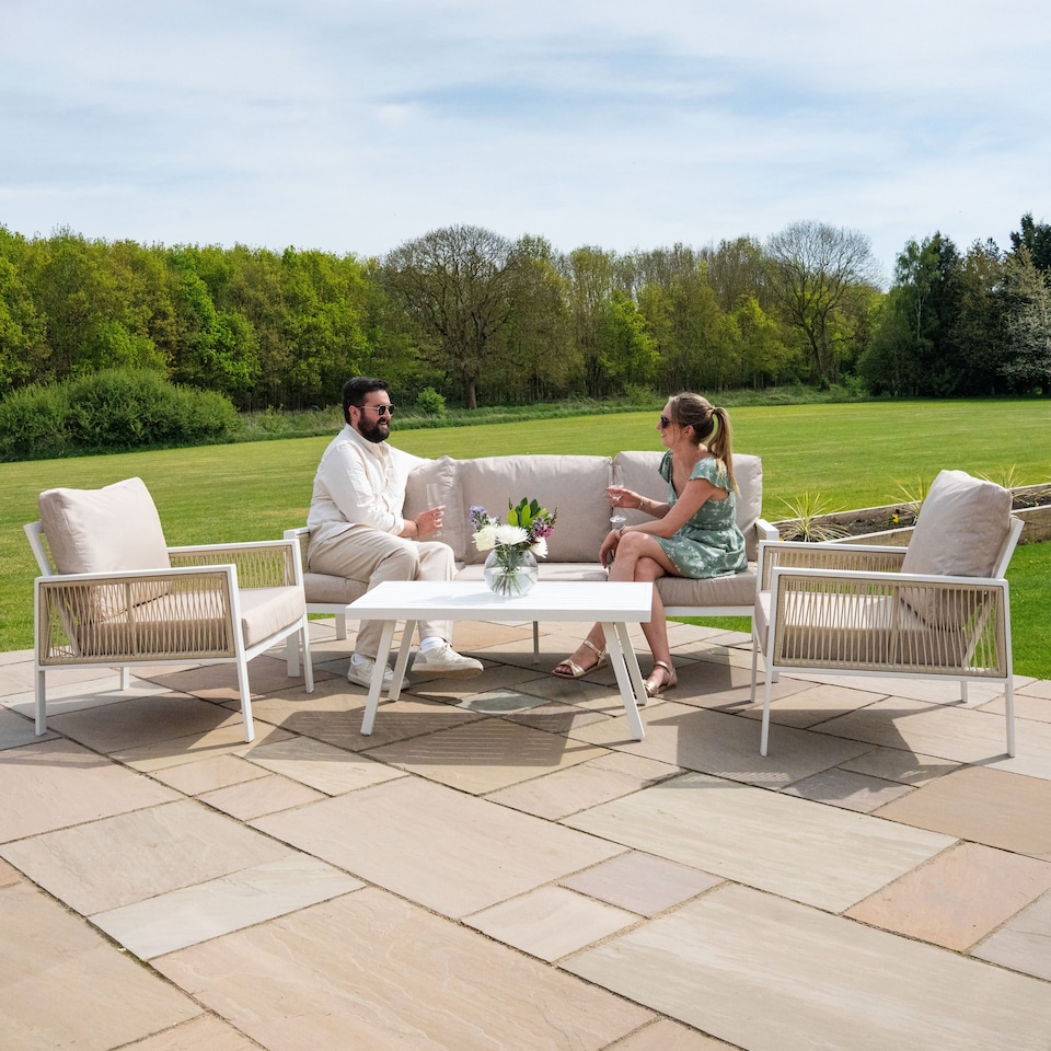 image 1 of Aluminium 4 Piece Sofa Set - White