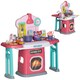 image 1 of AIYAPLAY Toy Kitchen, 45-Piece Kids Kitchen with Rotating Side Tables, Toddler Pretend Role Play set with Light, Sounds, Spray Effect for Ages 3-6 Years, Pink