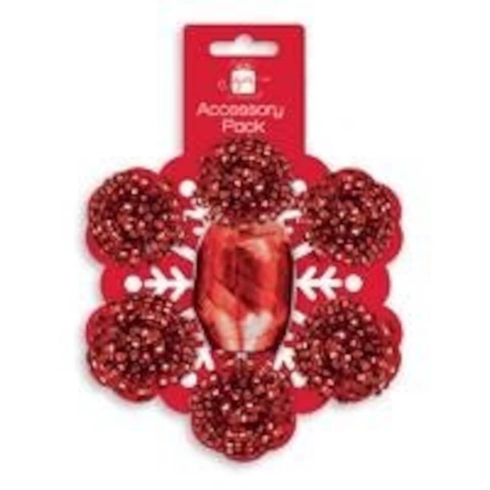 image 1 of Pack of 7 Pieces Christmas Red Bows and Cop Set