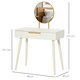 image 3 of HOMCOM Modern Dressing Table w/ 2 Drawers Round Mirror for Bedroom White