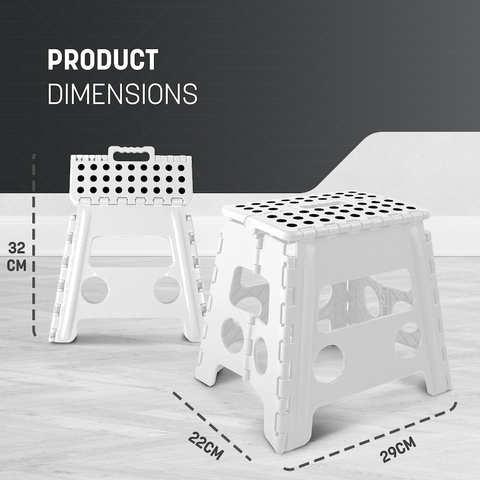 image 1 of Keplin Heavy Duty Folding Step Stool Non-Slip Plastic with Carry Handle, 13 Inch