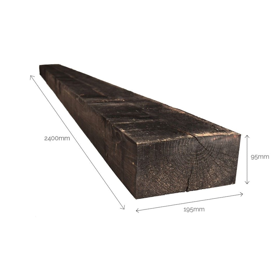 image 1 of Snowdon Timber Reject Treated Black Sleeper (H) 95mm (W) 195mm (L) 2.4m - 10 Pack