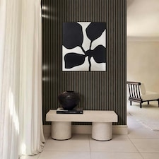 Premium Slat Wall Panel 2.4m x 0.6m - Smoked Oak Black