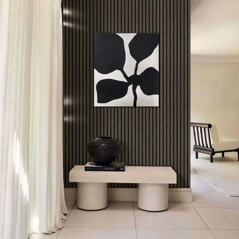 image 1 of Premium Slat Wall Panel 2.4m x 0.6m - Smoked Oak Black