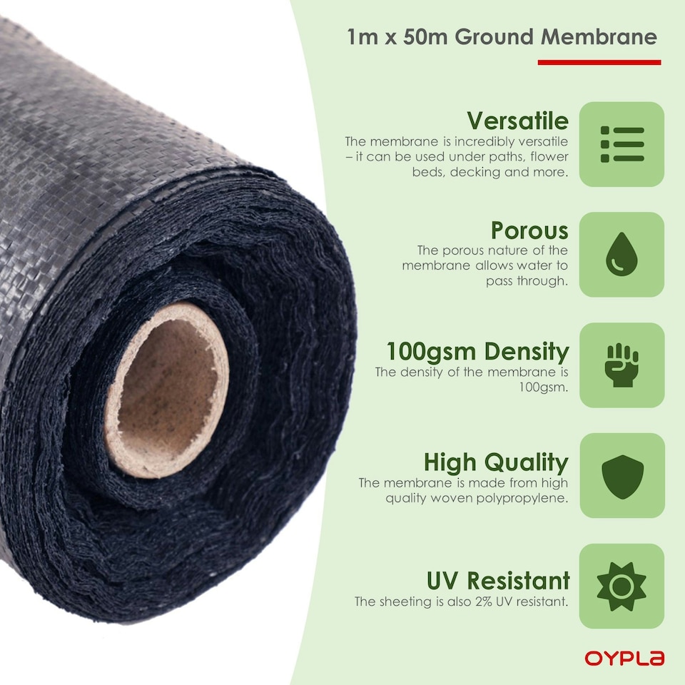 image 1 of Oypla 1m x 50m Heavy Duty Weed Control Ground Cover Membrane Sheet