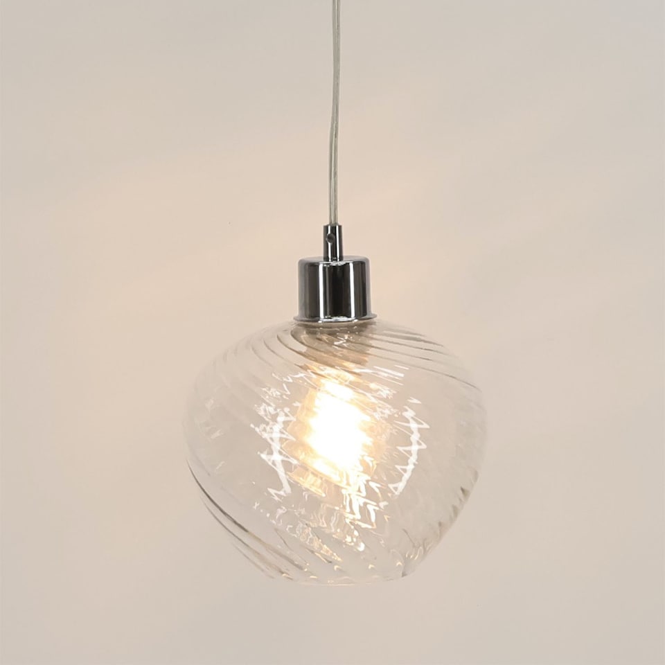 image 1 of Bradson - Clear Swirl Glass Easy Fit Pendant Shade | Clear | Small | 1