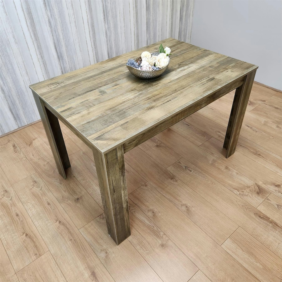 image 1 of Dining Table Brown Wood Kitchen Place for 4 Seats, Dining Table Only (Brown H 75 x L 117 x W 77 cm) Brown
