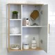 image 3 of Showerdrape Cassino Matt White & Bamboo Wall Bathroom Cabinet with Display Shelves