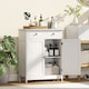 image 2 of kleankin 75x60cm Freestanding Bathroom Storage Cabinet Unit w  2 Drawers Cupboard Adjustable Shelf Metal Handles Traditional Style White
