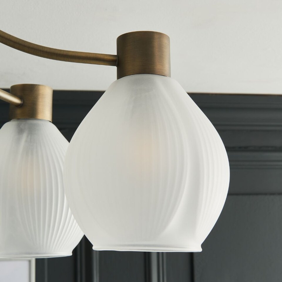 image 1 of Hamilton 5 Light Antique Brass Semi Flush Ceiling Light