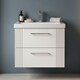 image 9 of Balterley Partial Fluted 2 Drawer Wall Hung Vanity Unit with Mid-Edge 1 Tap Hole Ceramic Basin | White | Satin White