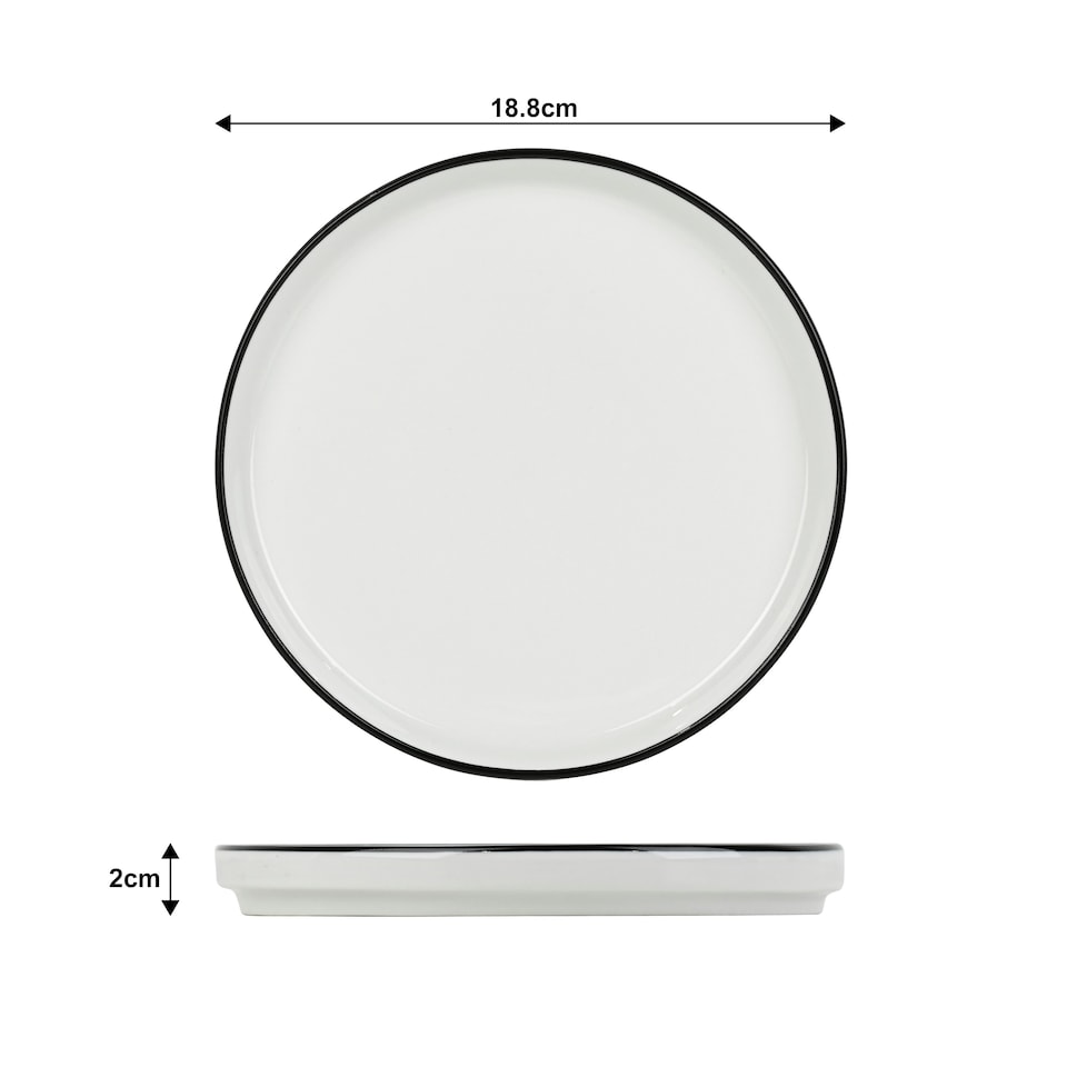 image 1 of 16pc Stackable Black Rim Dinner Set