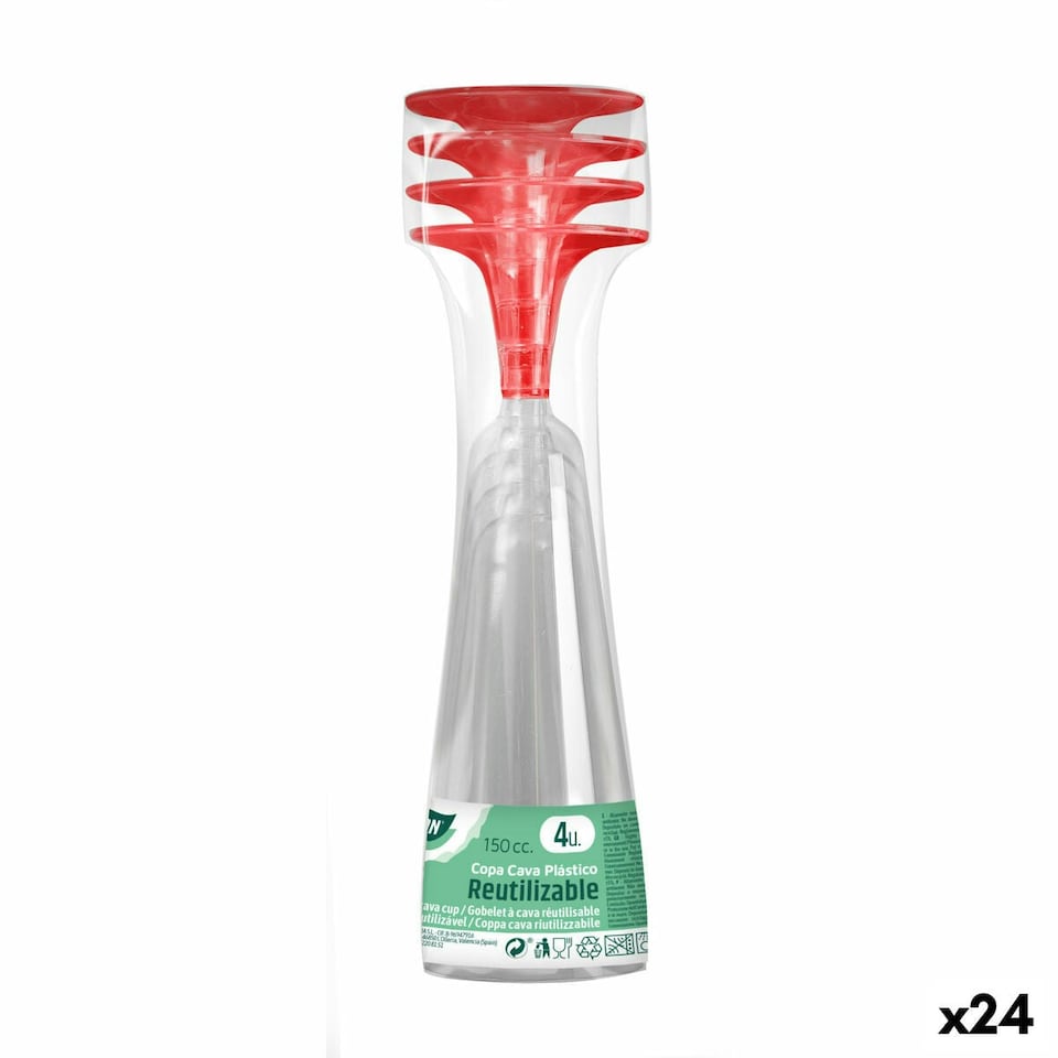image 1 of Reusable cava glasses Algon Red 24 Units 150 ml (4 Pieces) N/A