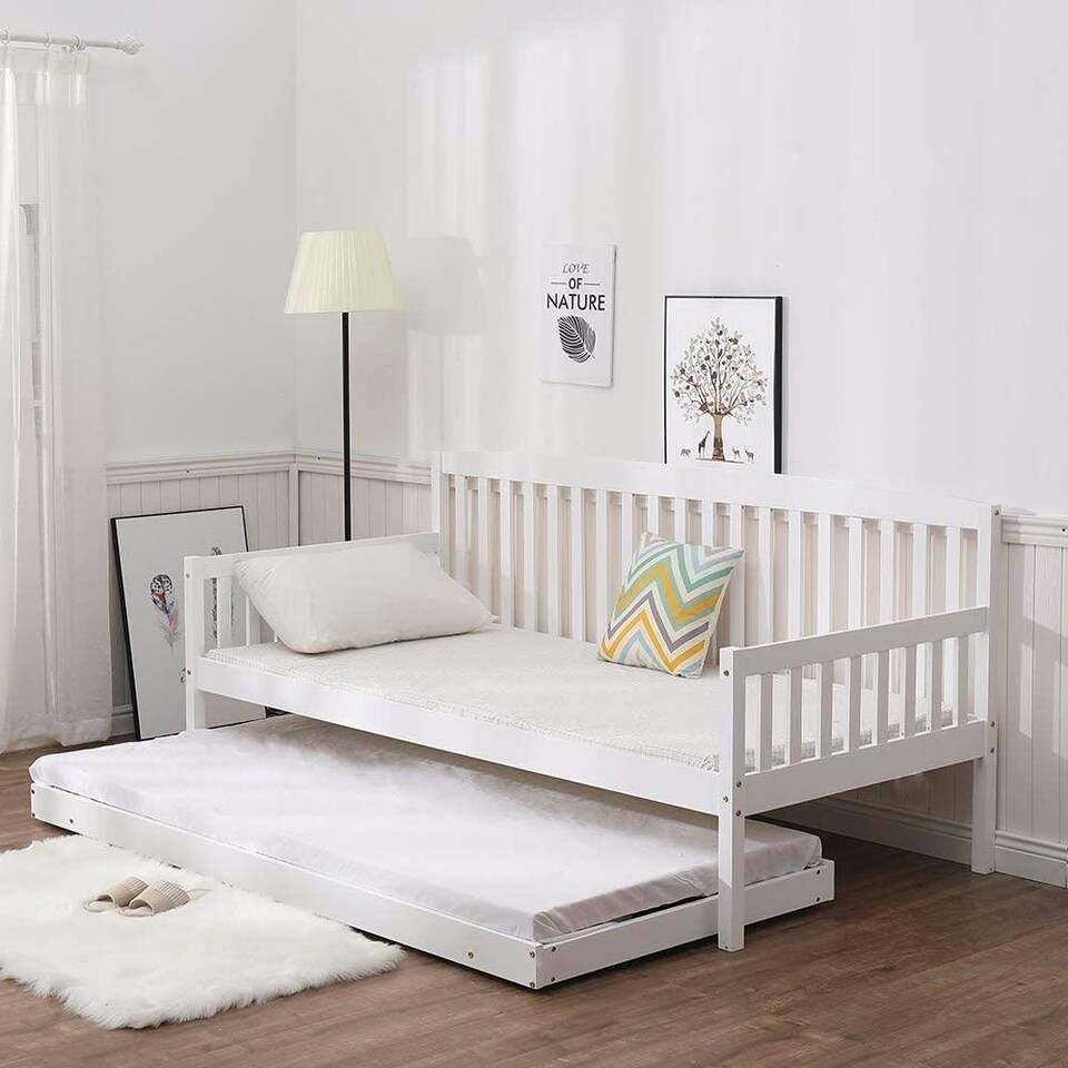 image 1 of Daybed With Trundle white 3ft single wooden pull out guest room bedroom