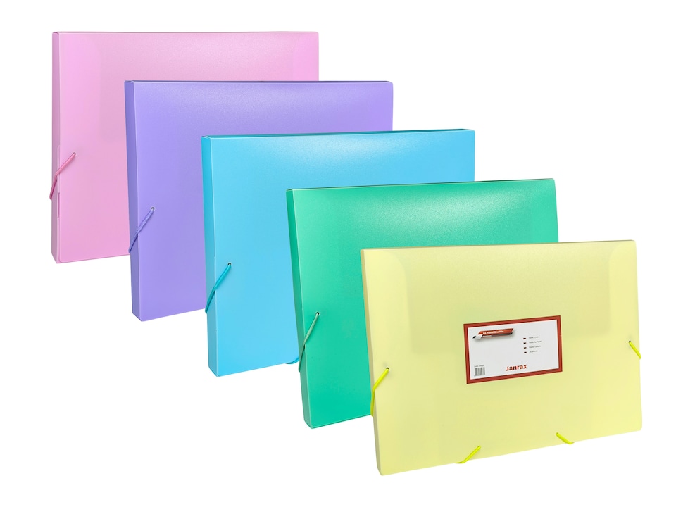 image 1 of Pack of 10 Multi Pastel Colours A4 Elastic Closure Box Files