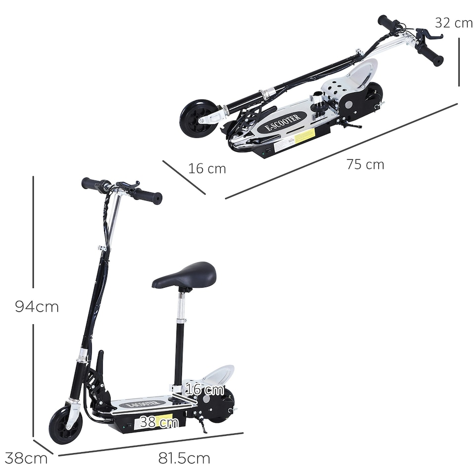 image 1 of HOMCOM Foldable Powered Scooter with Adjustable Seat and Brake, Black