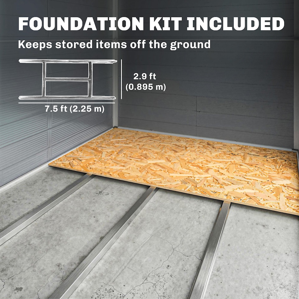 image 1 of Outsunny 8 x 6ft Garden Shed Storage w/ Foundation Kit, Vents, Grey | Grey