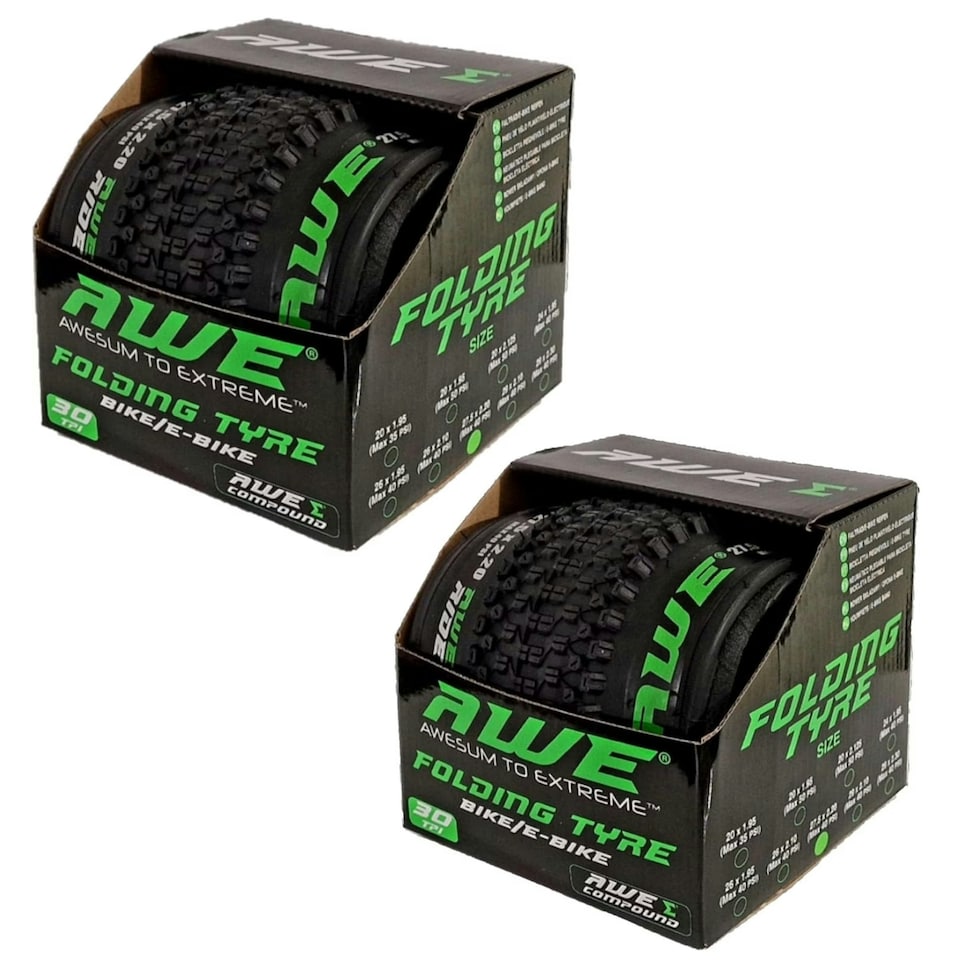 image 1 of 2 x AWERide Folding Tyres 27.5" x 2.20" + 2 x AWE Inner Tubes 27.5" x 1.75-2.25 SV