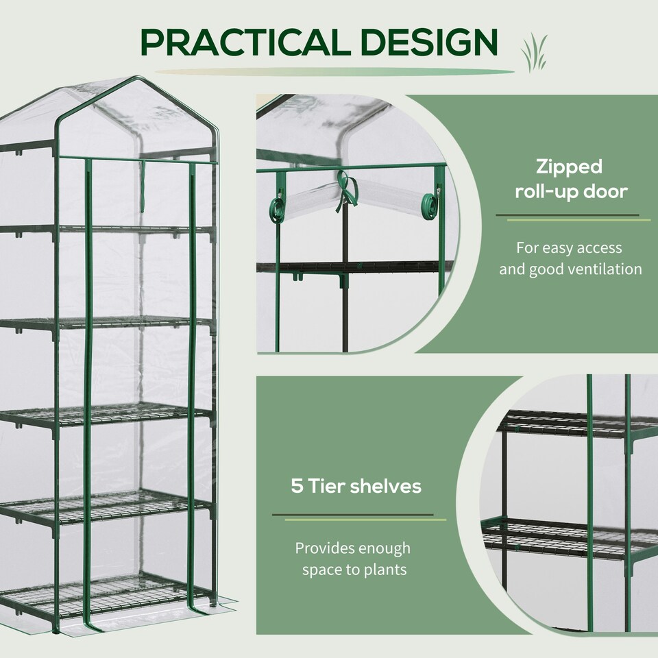 image 1 of Outsunny Mini Greenhouse Outdoor Flower Stand PVC Cover Portable