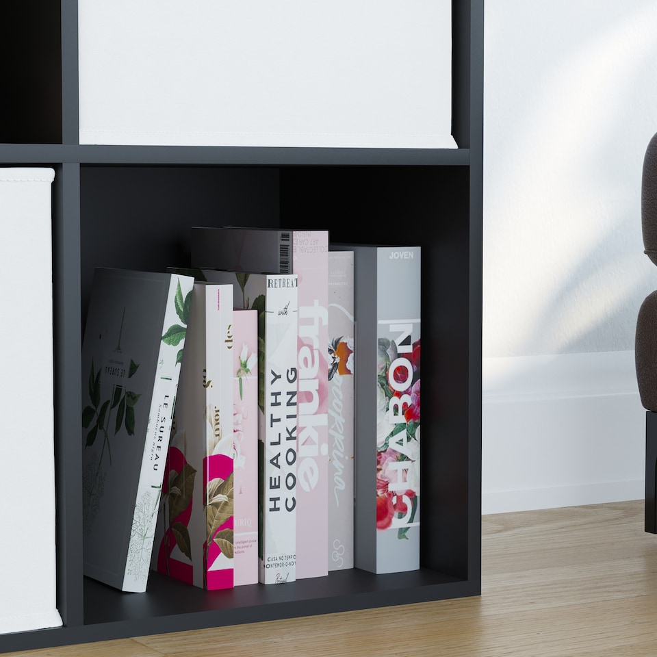 image 1 of Vida Designs Durham 2x3 Cube Storage Unit, White & Set of 3 White Cube Storage Baskets