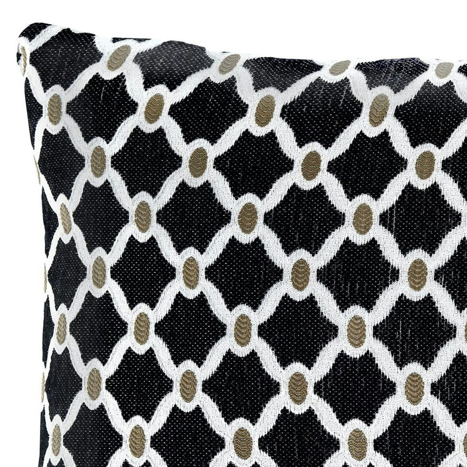 image 1 of Berkeley Geometric Chenille 45cm x 45cm Black Cushion Set of 4 | Black | Cream & Beige | 45cm x 45cm x 10cm | 4