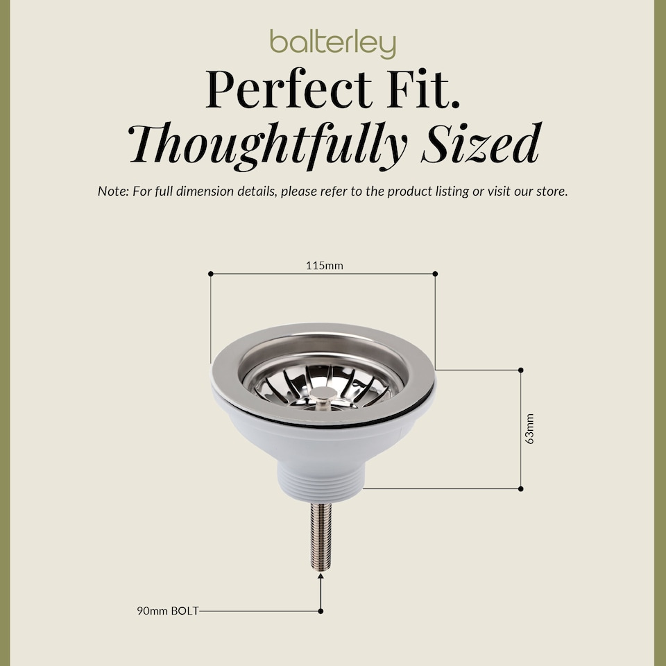image 1 of Balterley Fireclay Kitchen Sink Basket Strainer Waste by Balterley | Silver | Chrome | 1