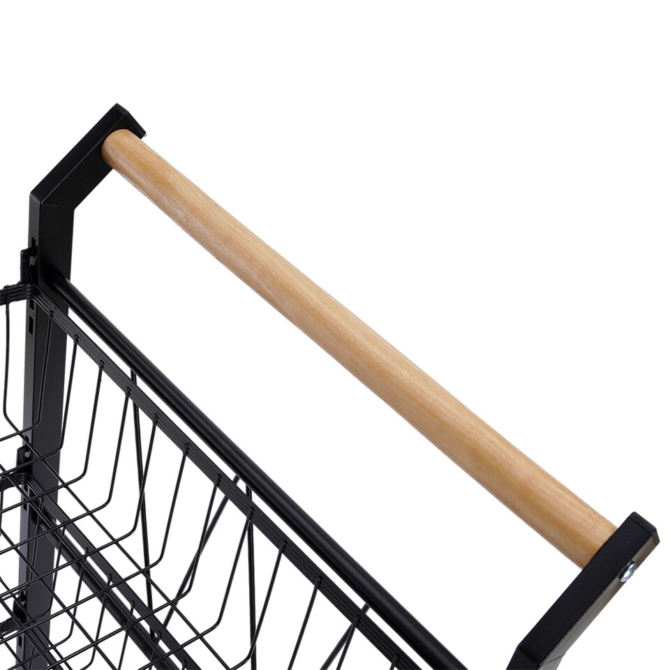 image 1 of Living and Home 4-Tier Kitchen Organizer Trolley with Removable Basket | Black | 4 Tier