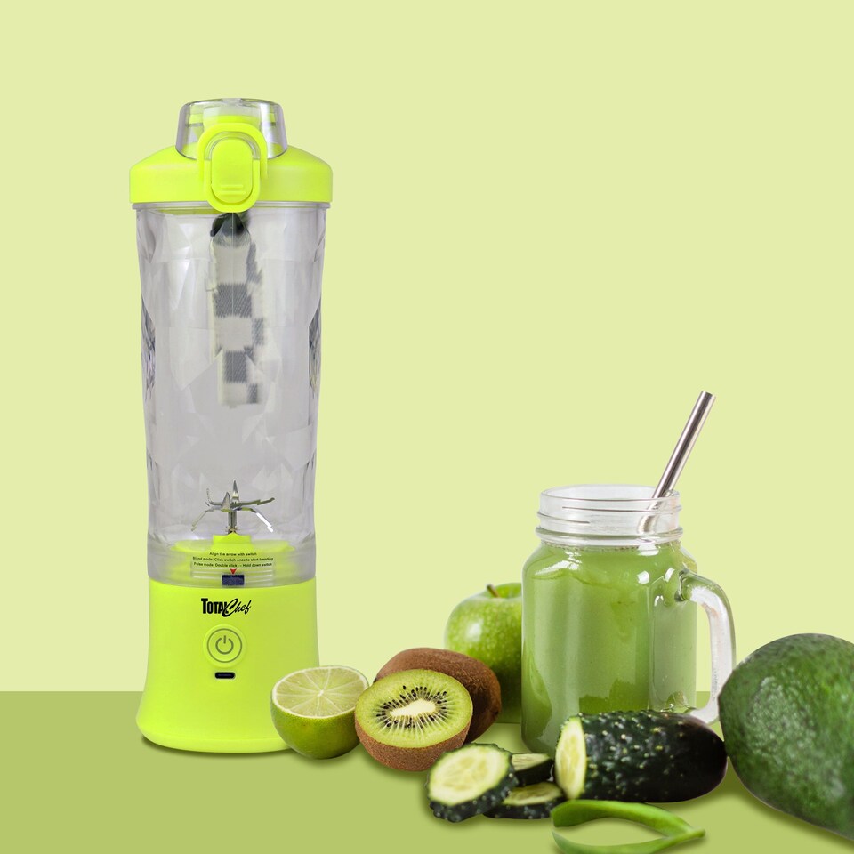 image 1 of Total Chef Cordless Portable Blender 600ml, USB Rechargeable, Yellow