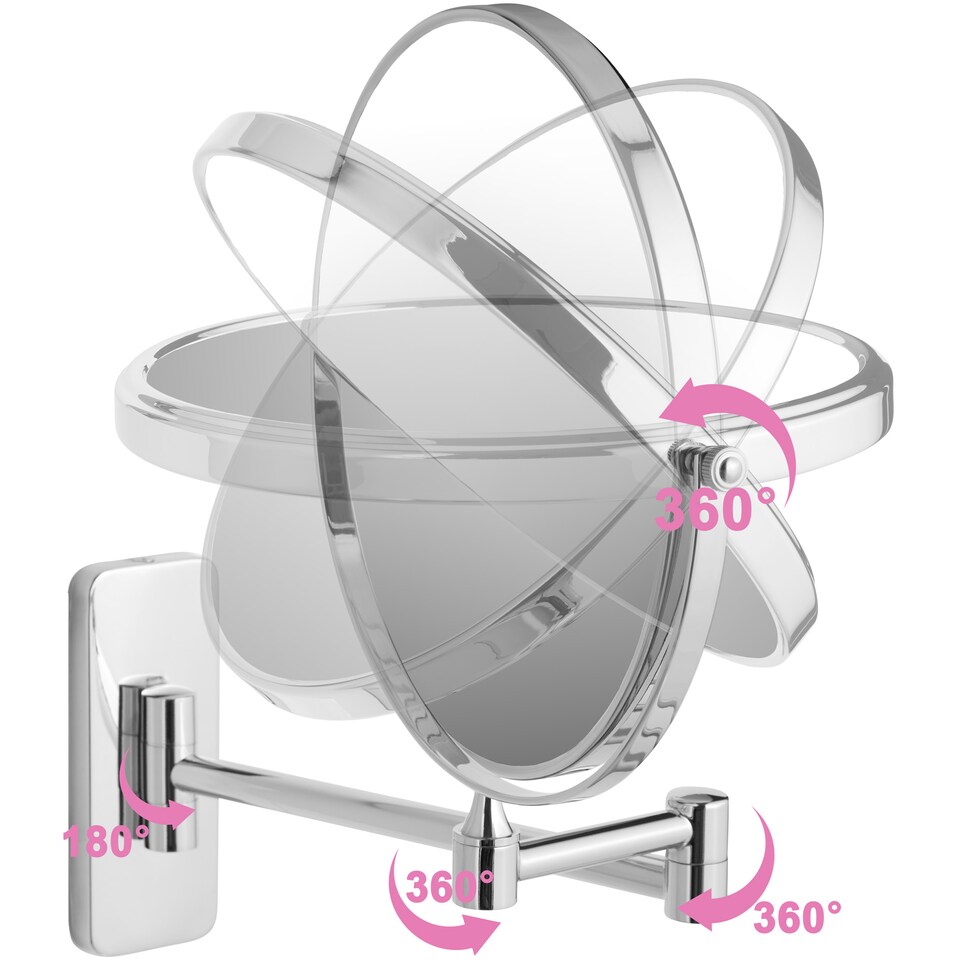 image 1 of Vanity Mirror - round, double sided, with magnification | Silver | silver | 10 x magnification | 1