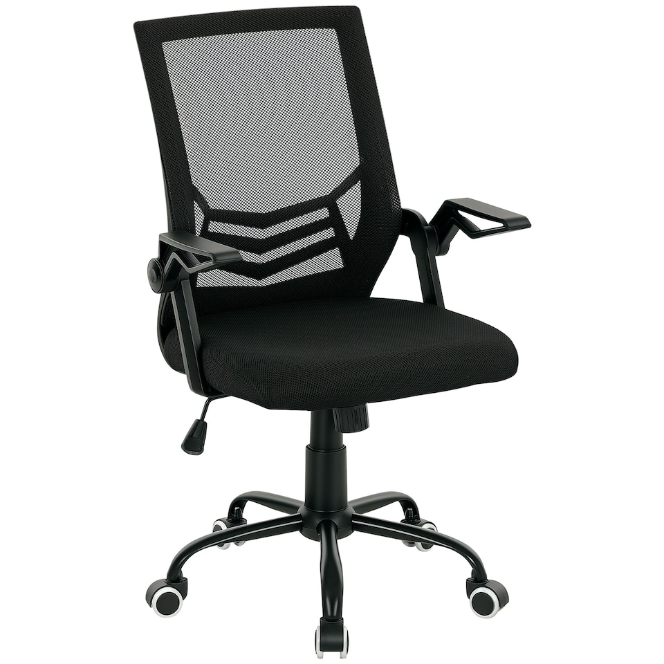 image 1 of Vinsetto Mesh Swivel Office Chair Task Computer Chair w/ Lumbar Support, Black Black