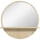 image 1 of kleankin 45cm Wall Mounted Bathroom Mirror, Round Mirror with Shelf, Framed Makeup Mirror for Home Decoration, Natural Wood Effect
