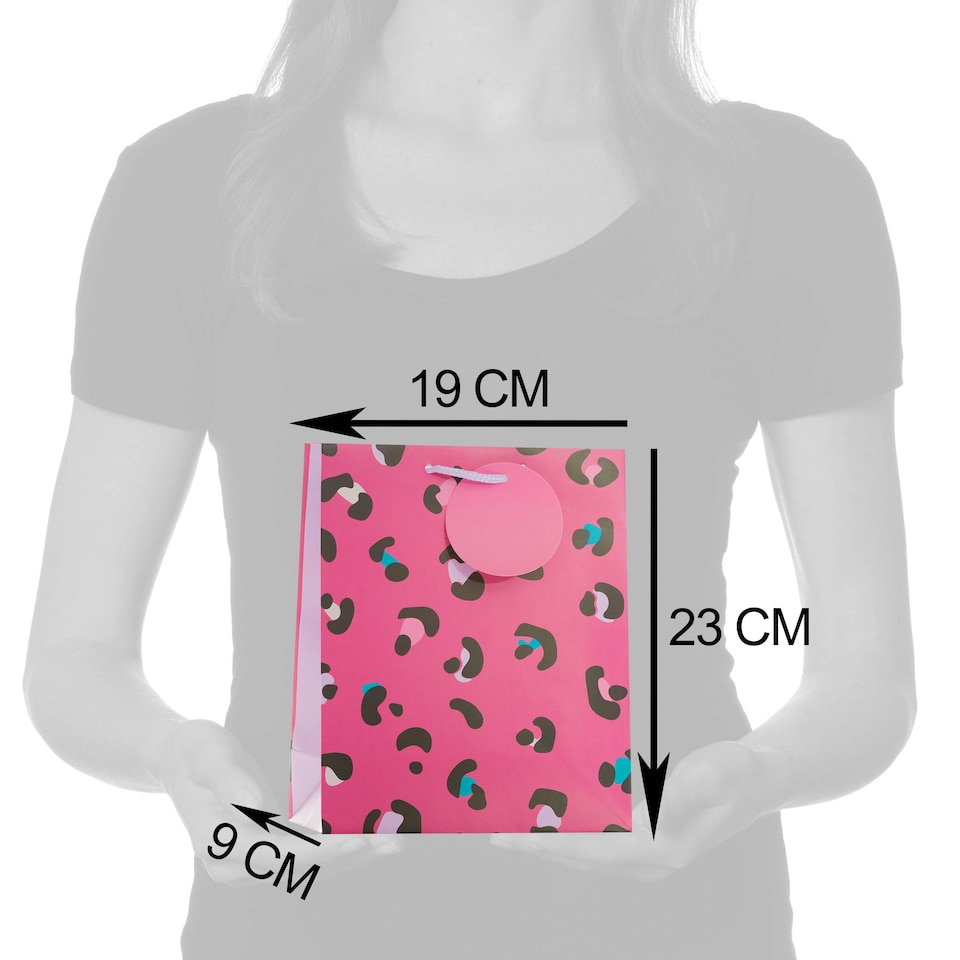 image 1 of Multipack of 3 Medium Gift Bags | Party Bags for Presents | Birthdays | For Her/Friend | Pink Animal Print Design