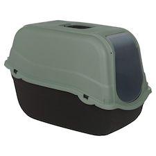 Extra Large Enclosed Cat Litter Tray Filter Box Hooded Large Scoop Toilet Potty | Green | 1