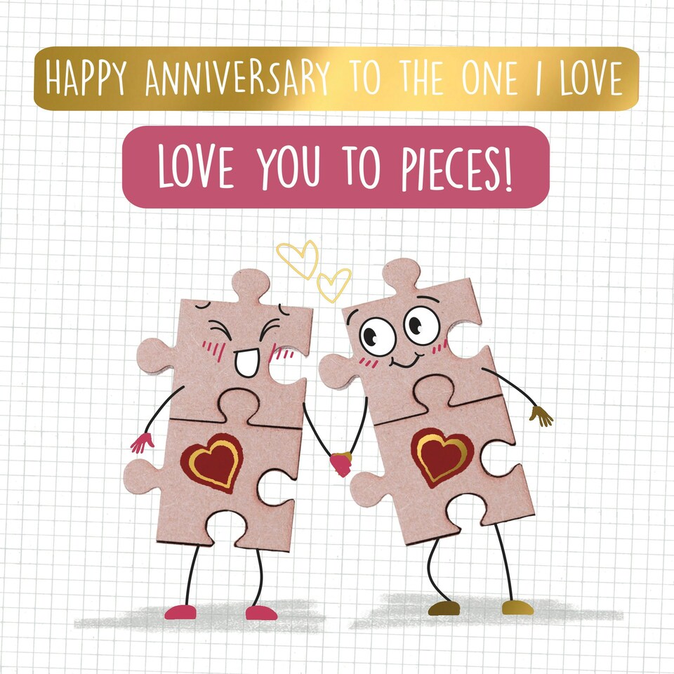 image 1 of I Love You To Pieces! - Funny Anniversary Card