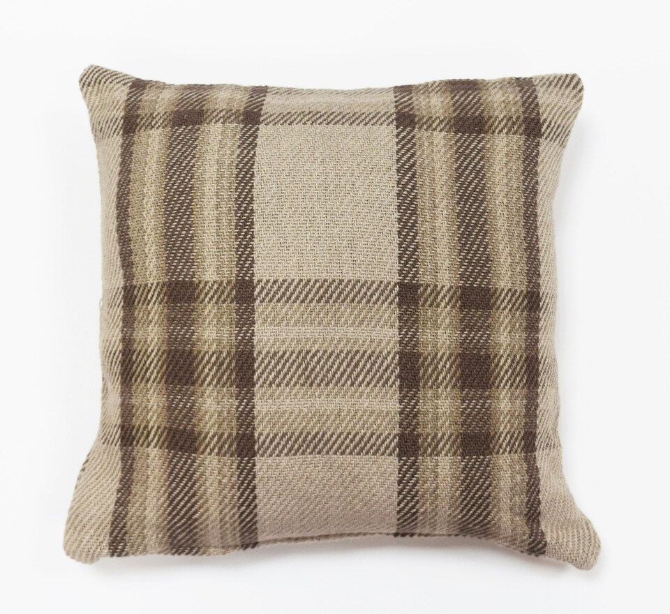 image 1 of Highland Check Cushion Cover with Cusion Pads (45x45 cm) | Cream | 43 x 43 cm | 1
