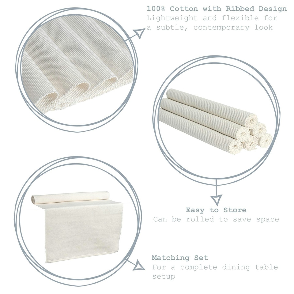 image 1 of Nicola Spring Ribbed Cotton Table Runner - 48 x 183cm - Light Blue Blue