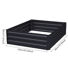 Living and Home Galvanized Steel Raised Garden Bed Planter Box - 120*90*30cm | Black