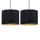 image 1 of Set of 2 Sundance - Black Velvet Pleated 25cm Lamp Shades with Gold Inner | Black | Gold | Medium | 2