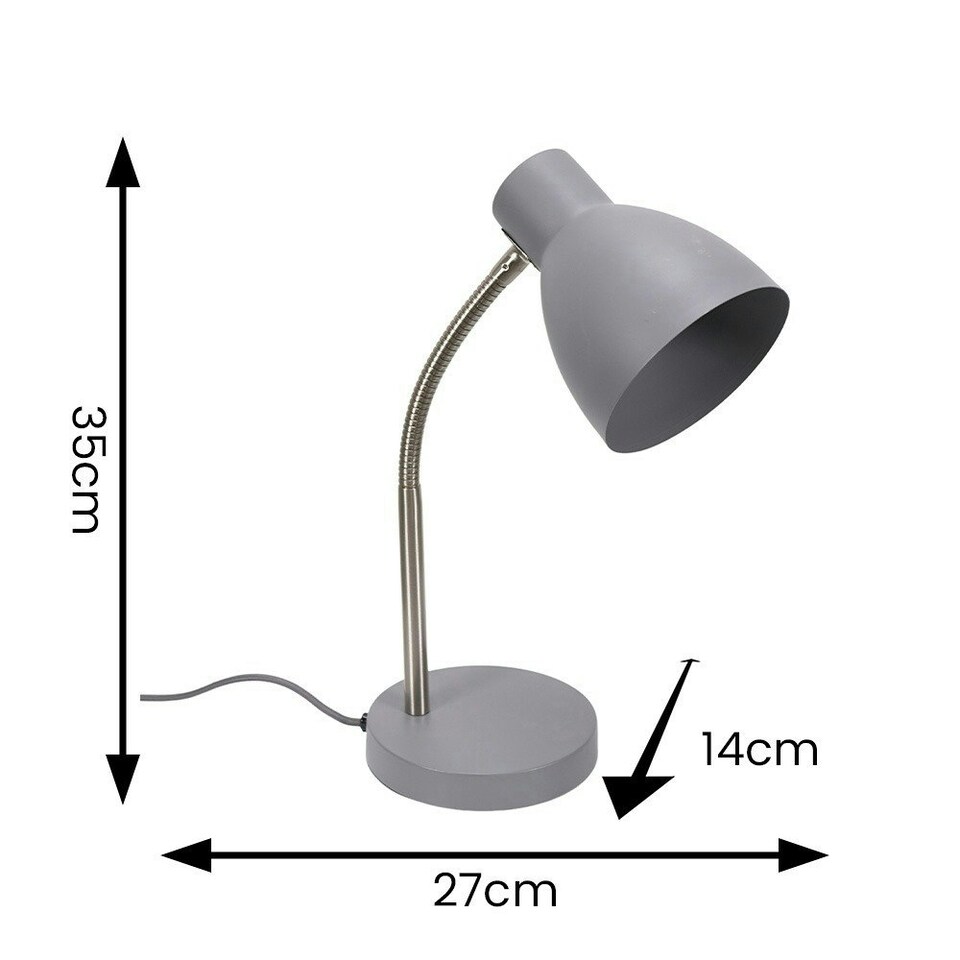 image 1 of ValueLights Keela Grey Adjustable Flexi Neck Desk Table Lamp with LED Bulb Grey