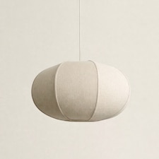 CGC LIBBY Large Oatmeal Rounded Stretch Linen Fabric Lampshade